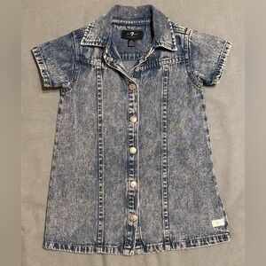7 For All Mankind Light Blue Acid-Wash Girls Denim Dress